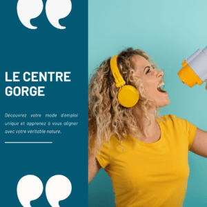 Visuel sur le centre de la gorge en Design Humain. Image représetnant une femme avec un megaphone pour partager sa voix, son expression et communiquer avec les autres.
