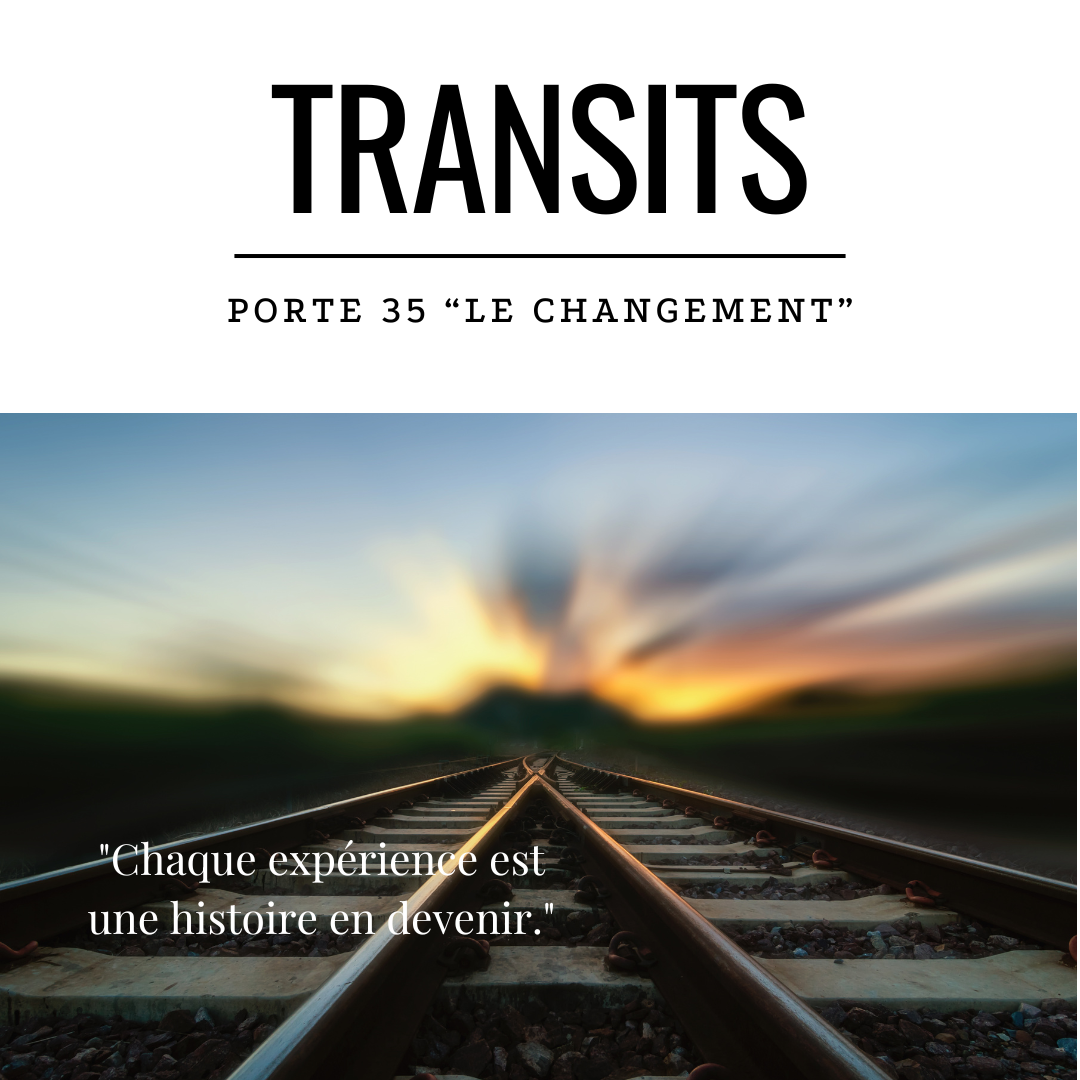 Deux rails de train se rejoignent dans une perspective fuyante au coucher du soleil, symbolisant le mouvement, le changement et le potentiel d’expériences nouvelles propres à l’énergie de la Porte 35 du Design Humain.