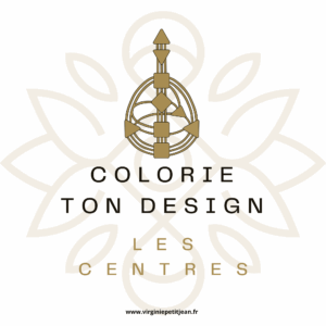 Image de couverture d’un album de coloriage sur le Design Humain. On y voit un schéma stylisé des centres énergétiques, avec l’inscription "Colorie ton Design - Les Centres".