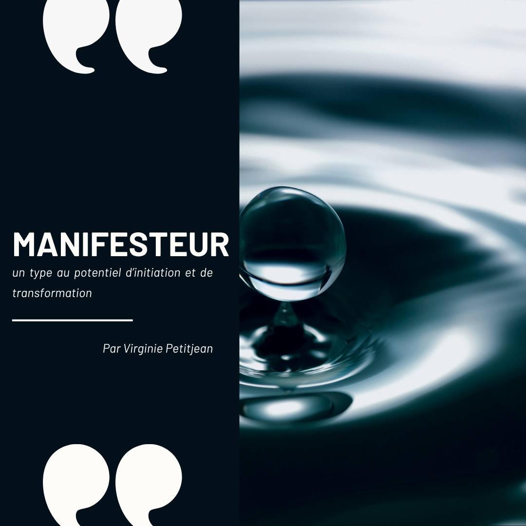 Couverture de l’article sur le type Manifesteur en Design Humain, illustrée par une goutte d’eau évoquant l’impact et la transformation.