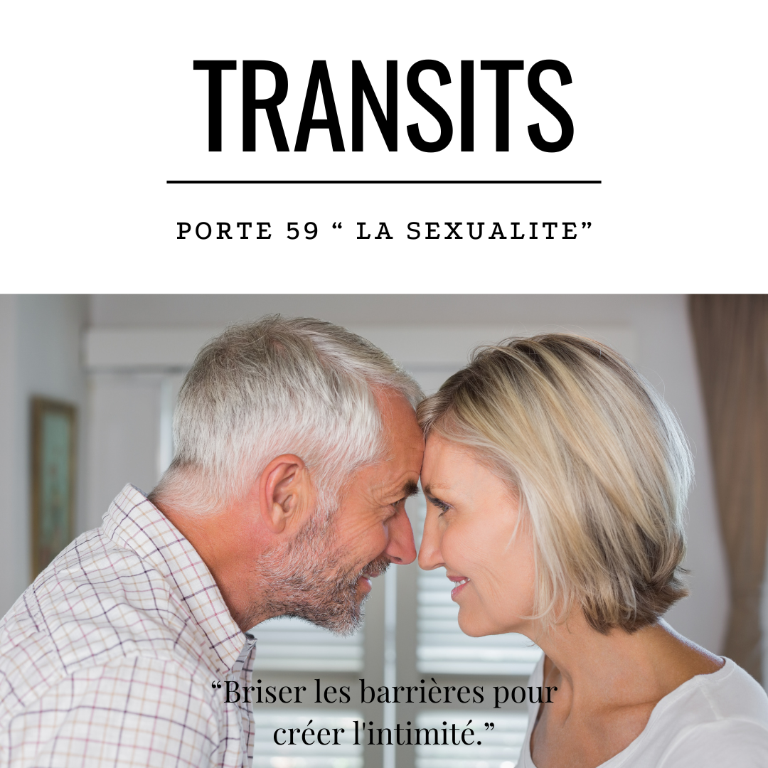 Transit solaire porte 59 la sexualité - couple mature dans moment d'intimité tendre avec citation sur les barrières