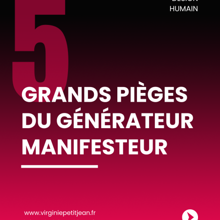Image de couverture du carrousel “5 grands pièges du Générateur Manifesteur” en Design Humain. Cette slide introductive annonce les principaux blocages que ce type énergétique peut rencontrer.